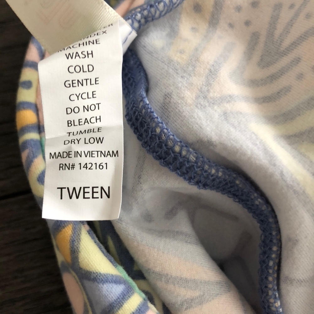 LulaRoe light blue tribal print girl’s leggings - Picture 6 of 7